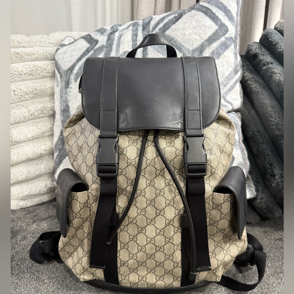 Gucci Black and Beige Backpack